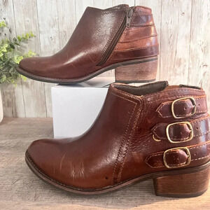 Matisse Brown Leather Buckle Booties